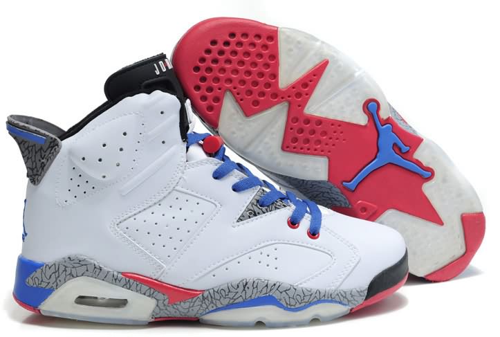 Fashion 2012 Air Jordan 6 (VI) White Blue Red Stria